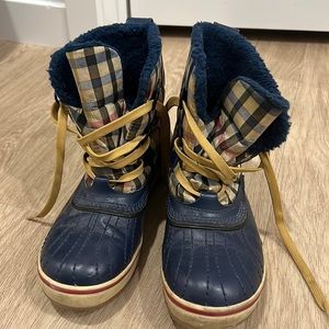 Sorel Tivoli Blue Plaid Winter Duck Boots